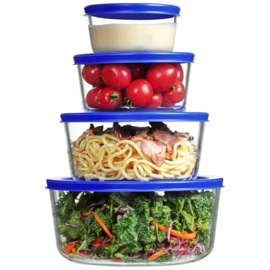 Food Storage Containers Glass - 4 Pack Glass Bowls with Lids
