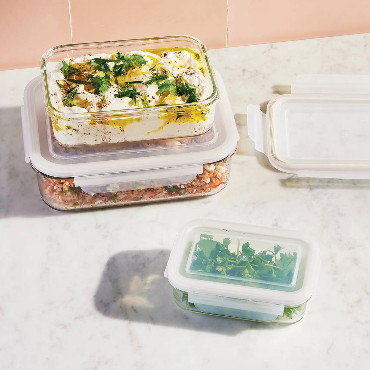 Food Storage Containers Glass - 6pc (Set of 3) Glass Food