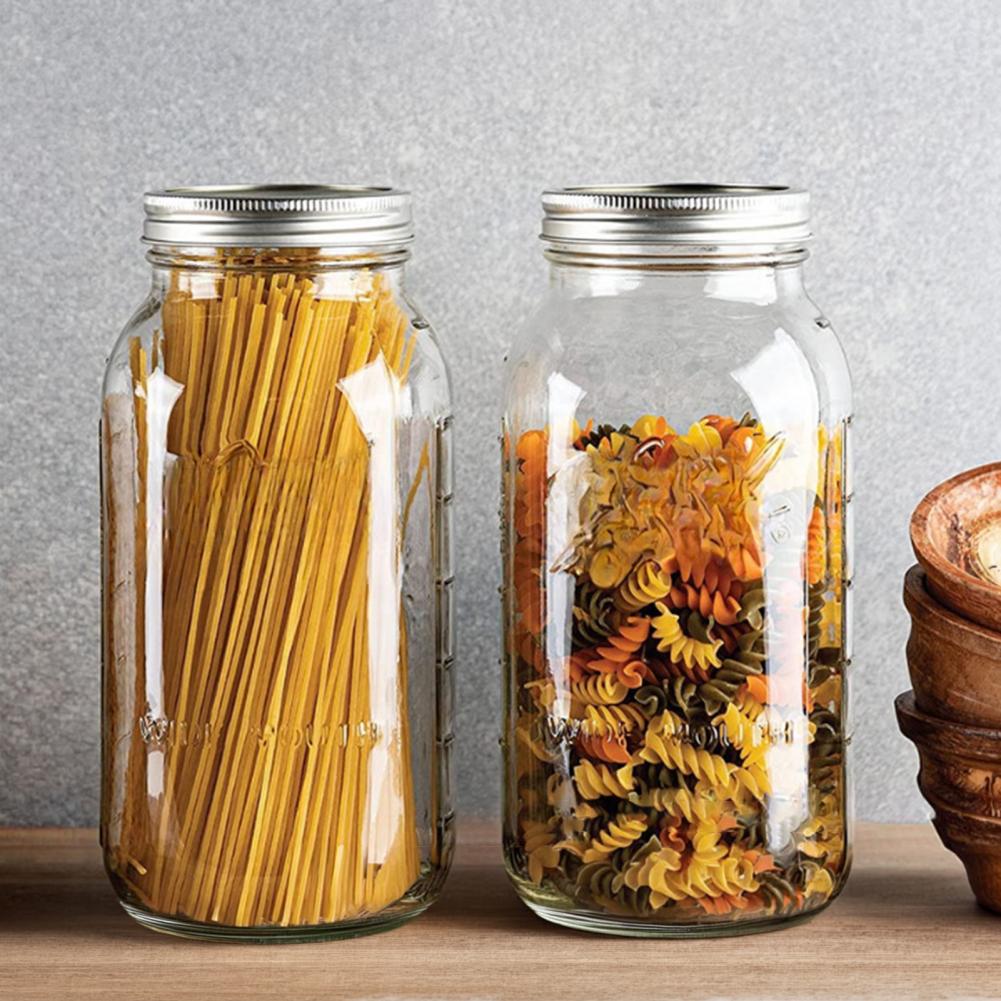 Food Storage Jar Glass - 2000ML Wide Mouth Mason Glass Jar,