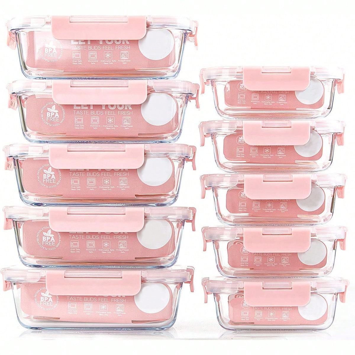 Food Storage Containers Glass - 10 Pack Glass Meal Prep Containers,