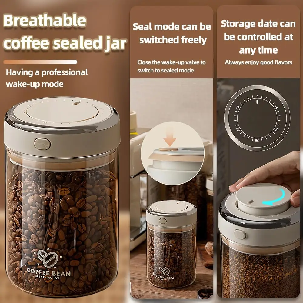 Food Storage Acrylic Containers - Vacuum Food Grade Coffee Bean Sealed