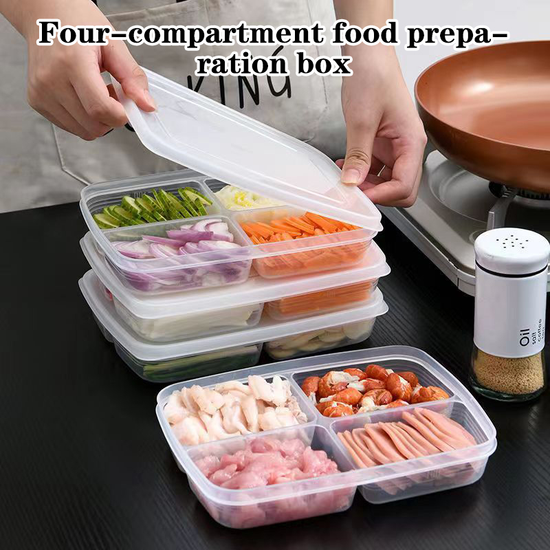 Food Storage Quart - New【4 Grids Plastic Storage Box Portable