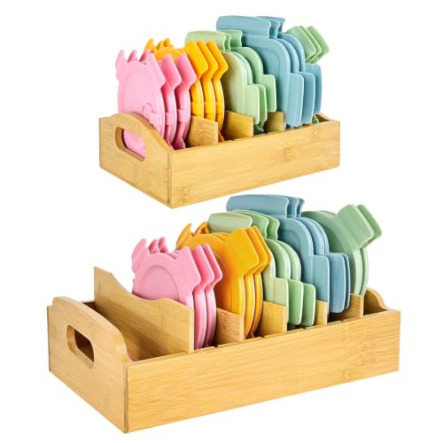 Food Storage Acrylic Containers - 2 Pack Bamboo Lid Organizer, 10.6
