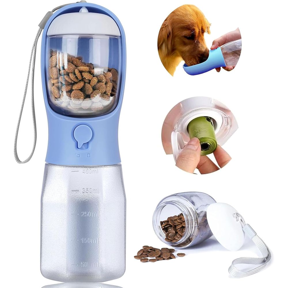 Food Storage Essentials - Dog Water Bottle with Food Container,