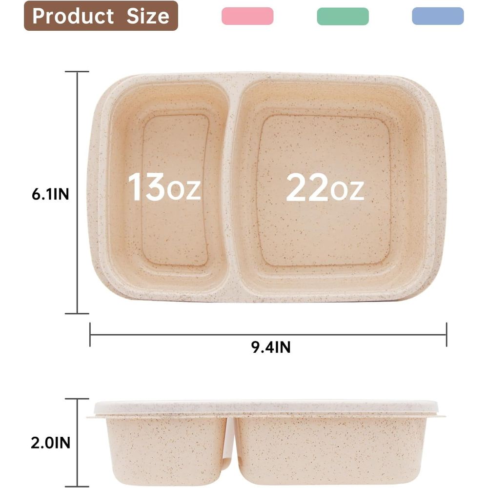 4 Pack Bento Lunch Box, 2 Comp - Food Storage Safe review and price