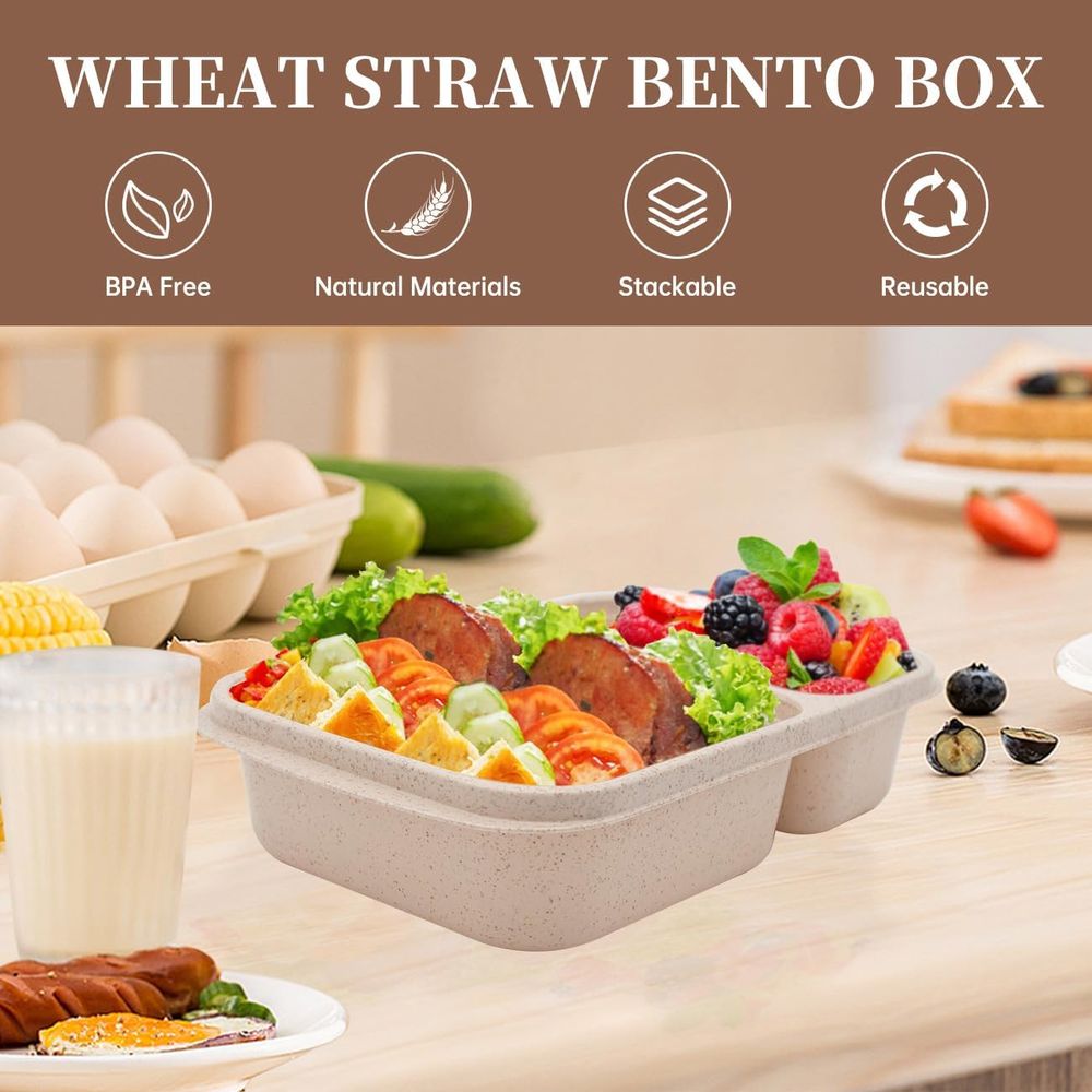 4 Pack Bento Lunch Box, 2 Comp - Food Storage Safe review and price