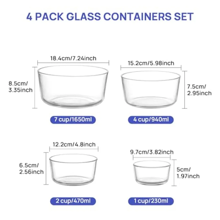 4 Pack Glass Bowls with Lids 1 - Food Storage Containers Glass review and price