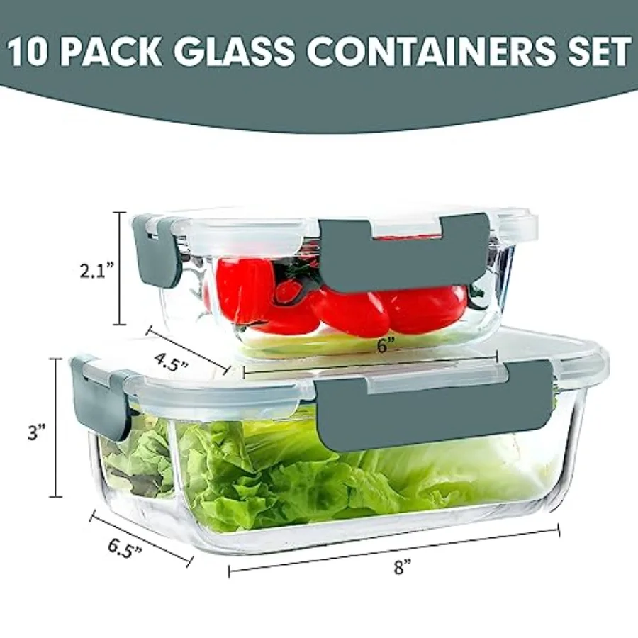 10 Pack Glass Meal Prep Contai - Food Storage Containers Glass review and price