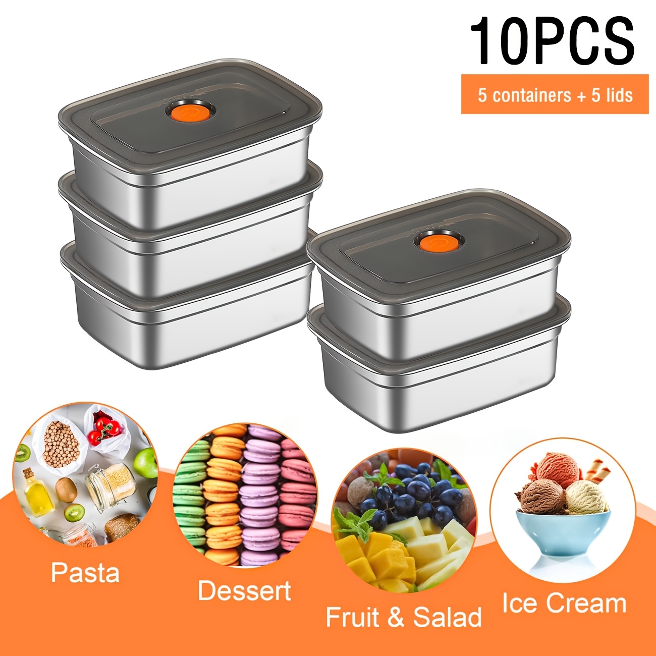10-Piece Stainless Steel Food  - Food Storage Safe review and price