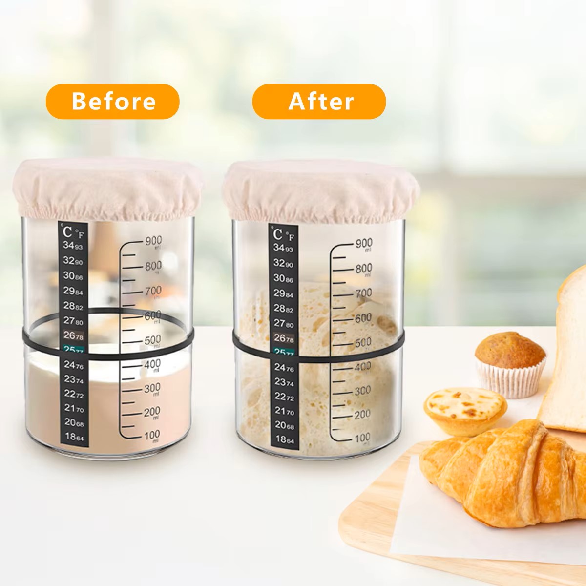 1500/900ml Sourdough Starter J - Food Storage Jar Glass review and price