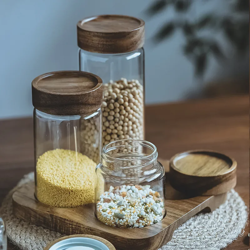Wood Lid Orgnizer Glass Airtig - Food Storage Jar Glass review and price